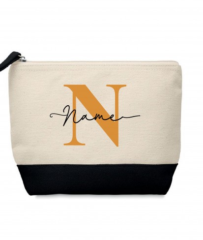 Personalised White & Black Cotton Pouch