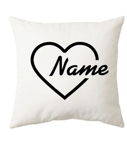 Personalised Heart Name White Cushion