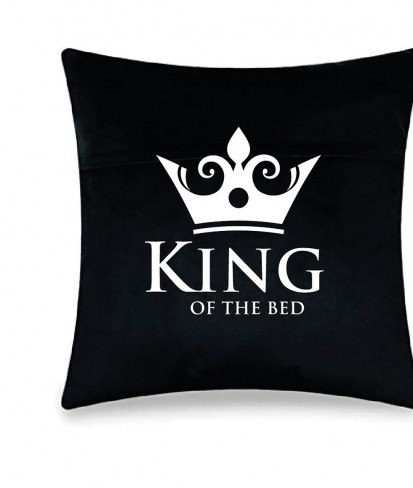 Personalised King of the Bed Black Couples Cushion